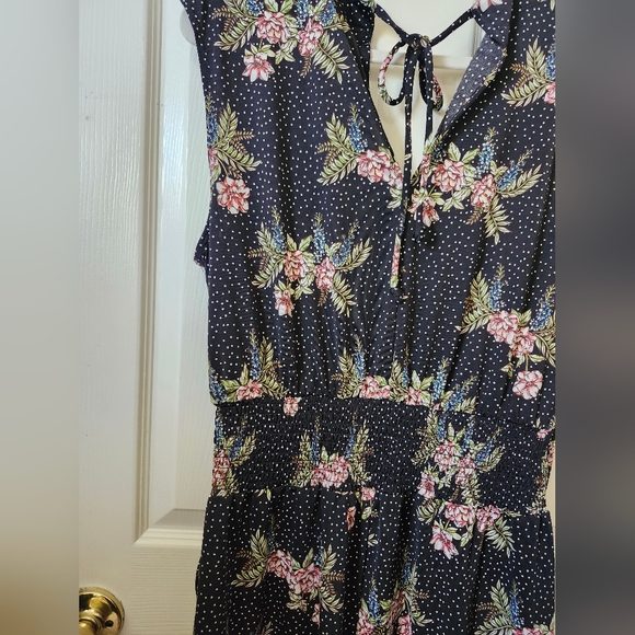 CAbi Black Pink Floral Polka Dot Jumpsuit W Pockets L - Picture 9 of 9